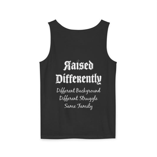 Raised Differently Background Struggle Family Logo Tank Top